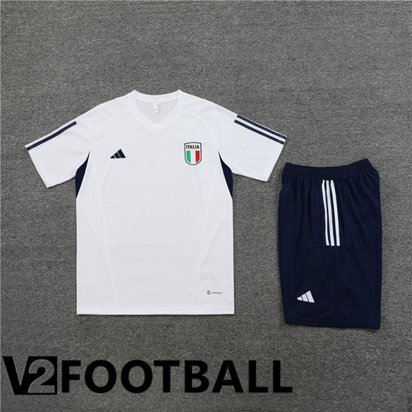 Italy Training T Shirt + Shorts White 2023/2024