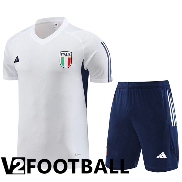 Italy Training T Shirt + Shorts White 2023/2024