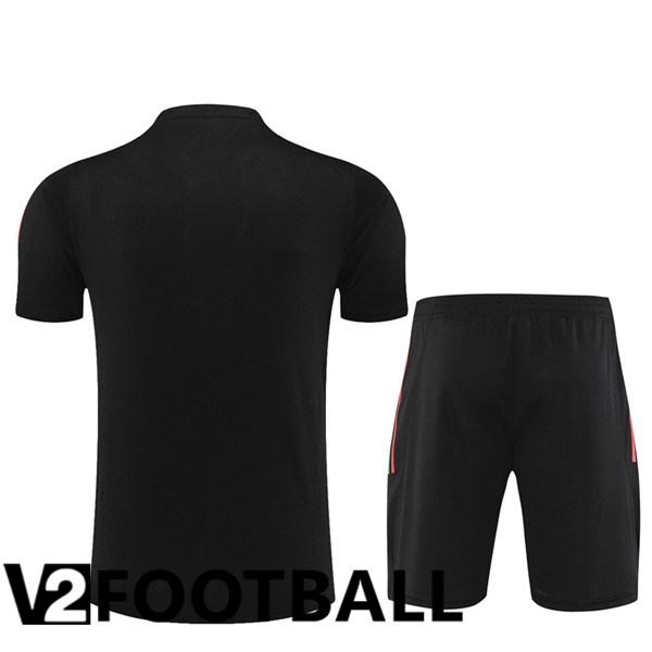 Manchester United Training T Shirt + Shorts Black 2023/2024