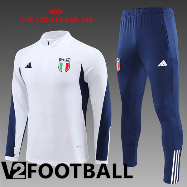 Italy Kids Training Tracksuit Suit White 2023/2024