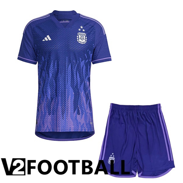 Argentina 3 Stars Kids Football Shirt Away Purple 2022/2023