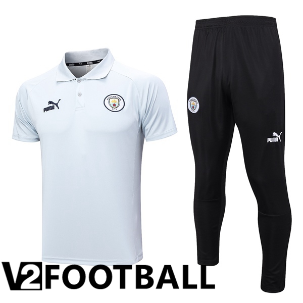 Manchester City Soccer Polo + Pants White 2023/2024