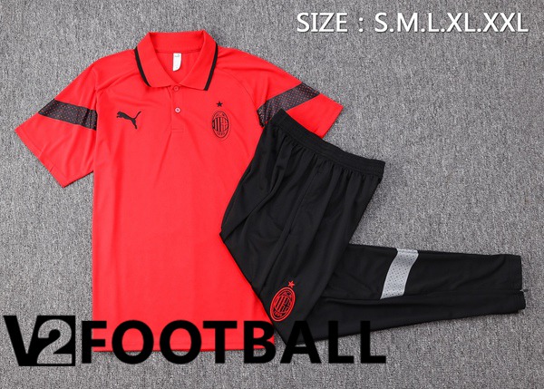 AC Milan Soccer Polo + Pants Red 2023/2024