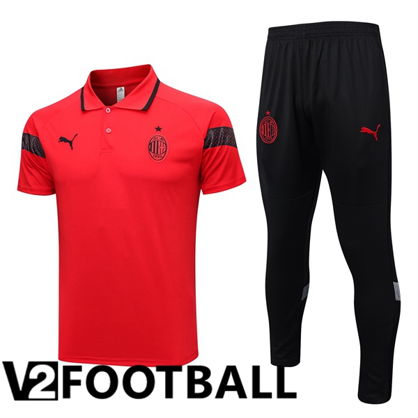 AC Milan Soccer Polo + Pants Red 2023/2024