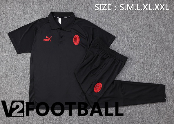 AC Milan Soccer Polo + Pants Black 2023/2024