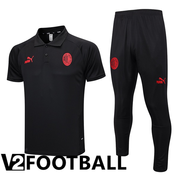 AC Milan Soccer Polo + Pants Black 2023/2024