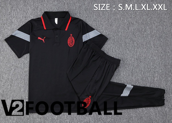 AC Milan Soccer Polo + Pants Black 2023/2024