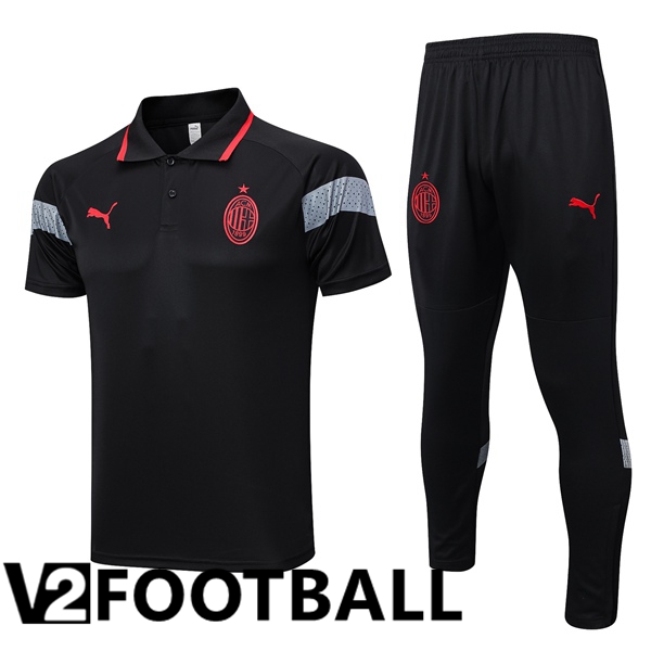 AC Milan Soccer Polo + Pants Black 2023/2024