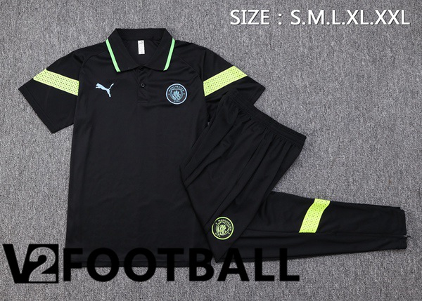 Manchester City Soccer Polo + Pants Black 2023/2024