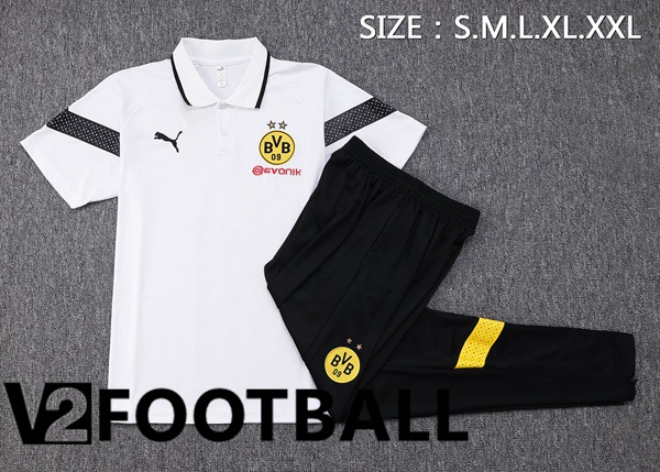 Dortmund BVB Soccer Polo + Pants White 2023/2024