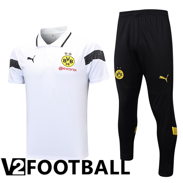 Dortmund BVB Soccer Polo + Pants White 2023/2024