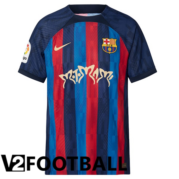 FC Barcelona Football Shirt Home Rosalía Motomami Red Blue 2022/2023