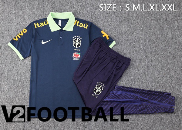 Brazil Soccer Polo + Pants Royal Blue 2023/2024