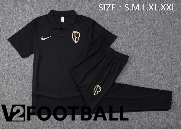 Corinthians Soccer Polo + Pants Black 2023/2024