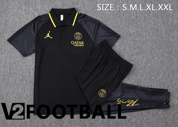 Paris PSG Soccer Polo + Pants Black 2023/2024