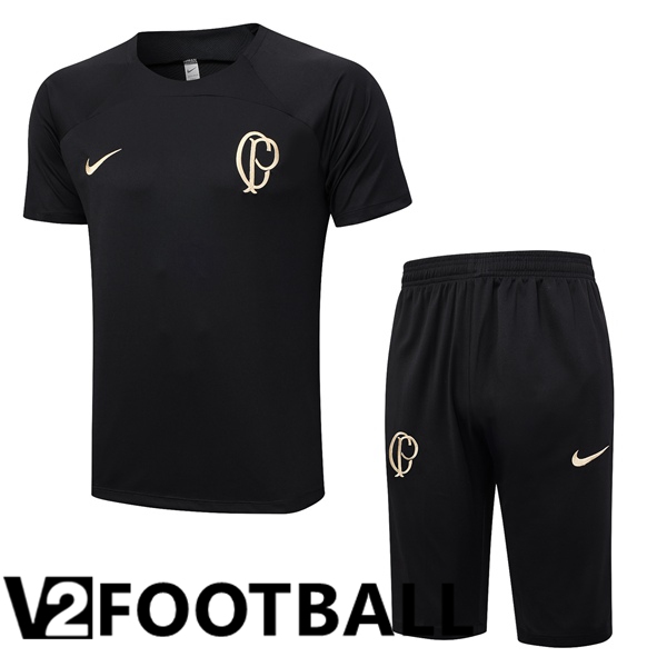 Corinthians Training T Shirt + Shorts Black 2023/2024