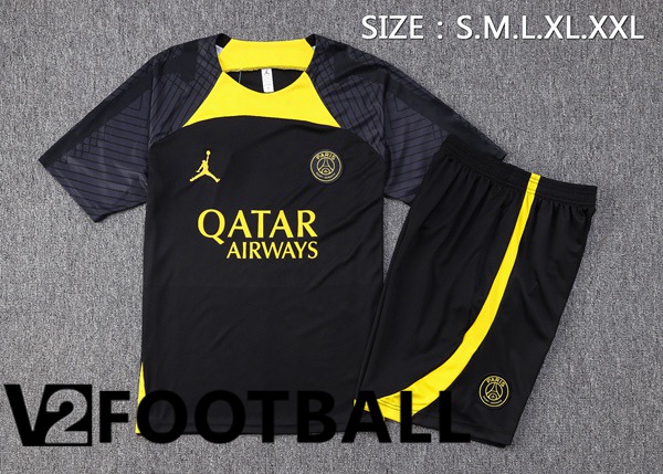 Paris PSG Training T Shirt + Shorts Black 2023/2024