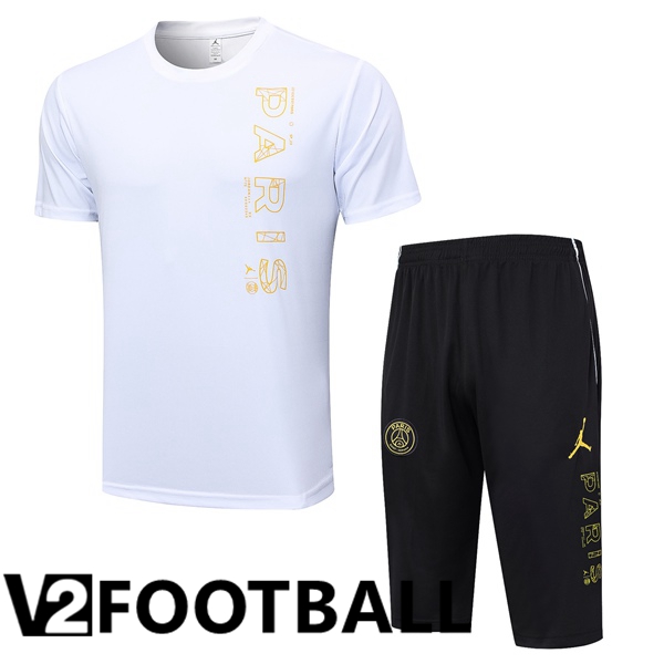 Paris PSG Training T Shirt + Shorts White 2023/2024