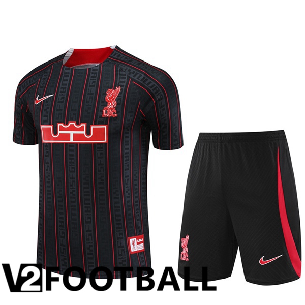 FC Liverpool Training T Shirt + Shorts Black 2023/2024