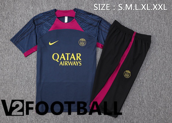 Paris PSG Training T Shirt + Shorts Royal Blue 2023/2024