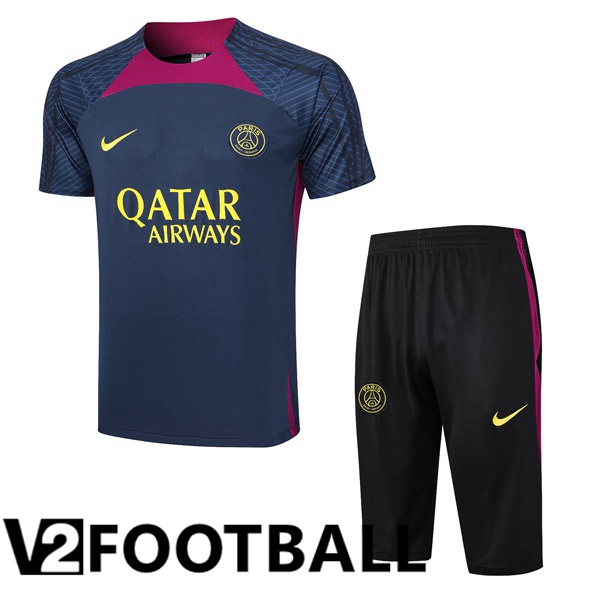 Paris PSG Training T Shirt + Shorts Royal Blue 2023/2024