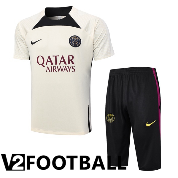 Paris PSG Training T Shirt + Shorts Brown 2023/2024