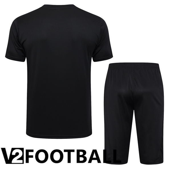 Paris PSG Training T Shirt + Shorts Black 2023/2024