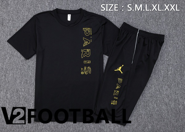Paris PSG Training T Shirt + Shorts Black 2023/2024