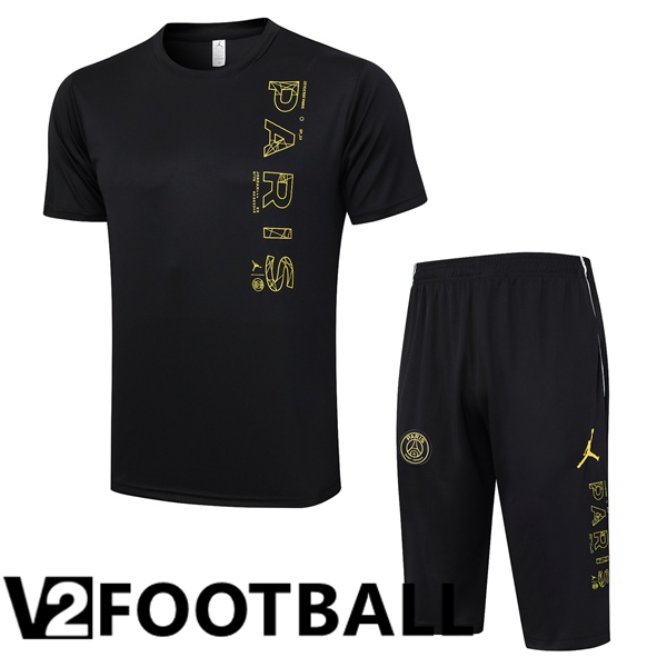 Paris PSG Training T Shirt + Shorts Black 2023/2024