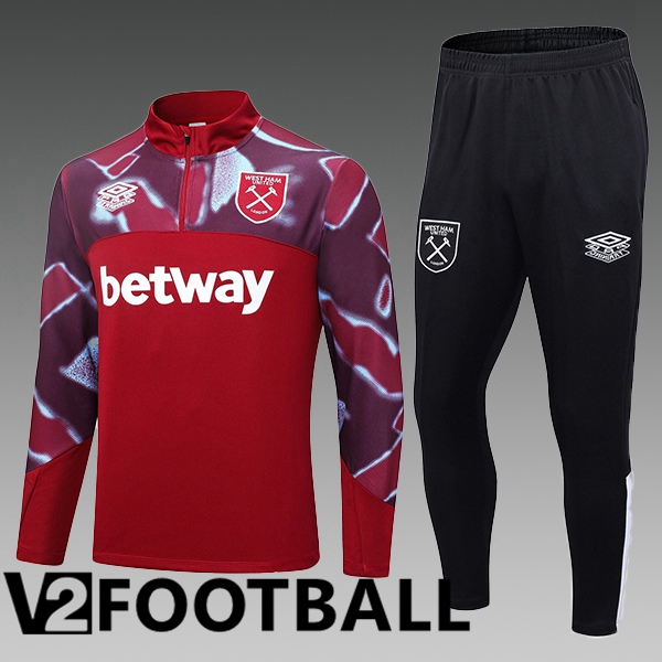 West Ham Kids Training Tracksuit Suit Red 2023/2024