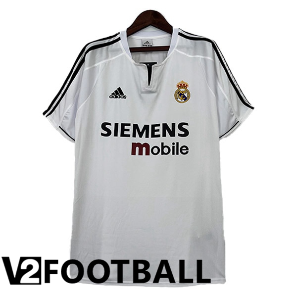 Real Madrid Retro Football Shirt Home White 2003-2004
