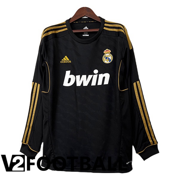 Real Madrid Retro Football Shirt Away Long Sleeve Black 2011-2012