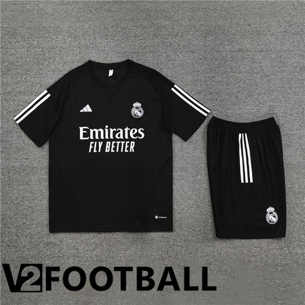 Real Madrid Training T Shirt + Shorts Black 2023/2024