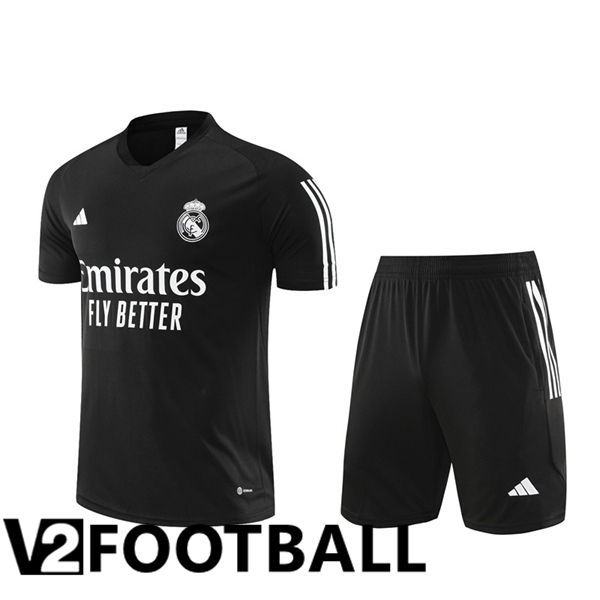 Real Madrid Training T Shirt + Shorts Black 2023/2024