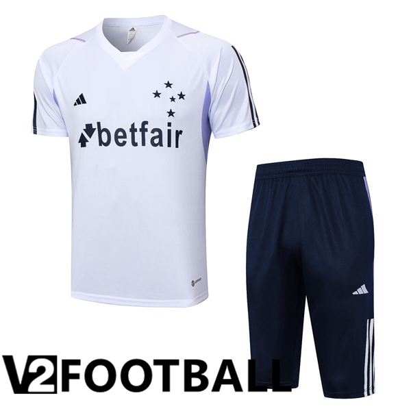 Cruzeiro EC Training T Shirt + Shorts White 2023/2024