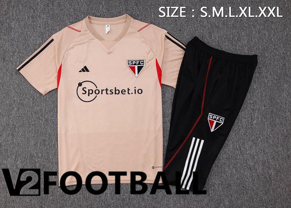 Sao Paulo FC Training T Shirt + Shorts Brown 2023/2024