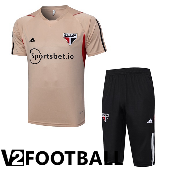 Sao Paulo FC Training T Shirt + Shorts Brown 2023/2024