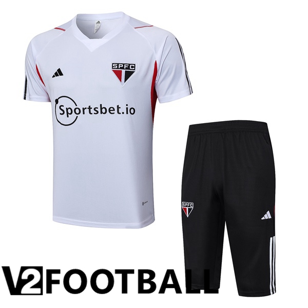 Sao Paulo FC Training T Shirt + Shorts White 2023/2024