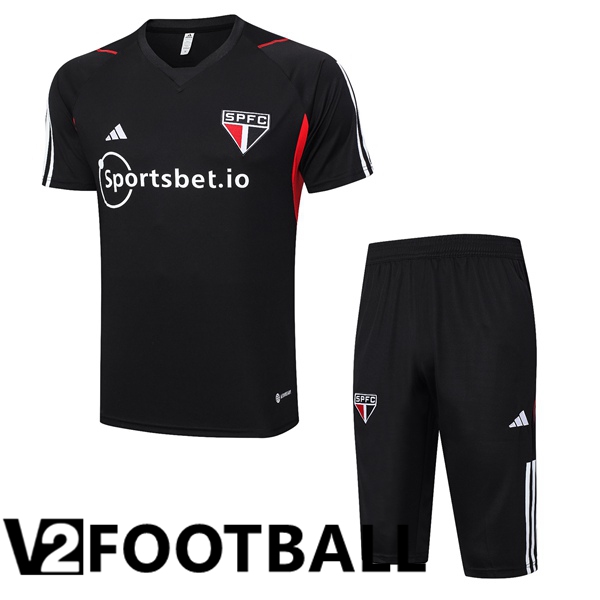 Sao Paulo FC Training T Shirt + Shorts Black 2023/2024