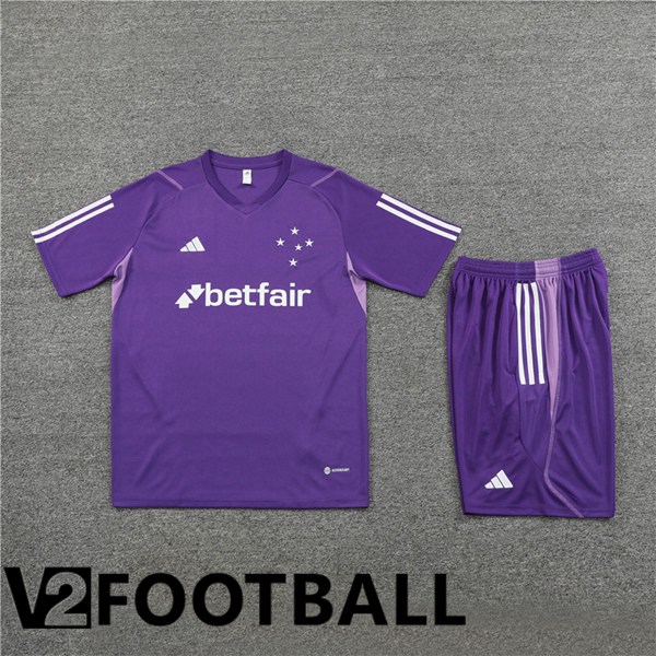 Cruzeiro EC Training T Shirt + Shorts Purple 2023/2024