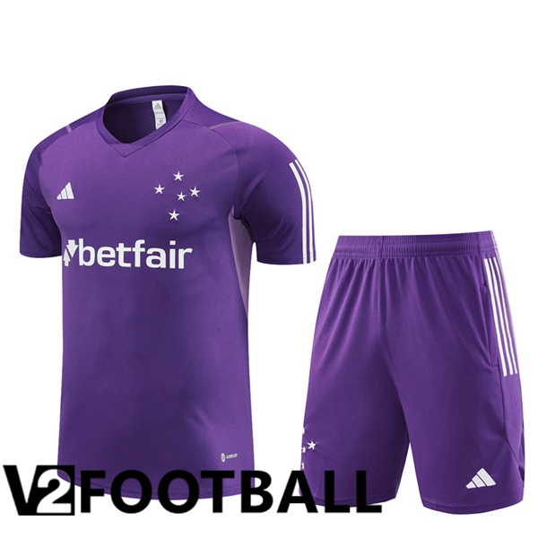 Cruzeiro EC Training T Shirt + Shorts Purple 2023/2024