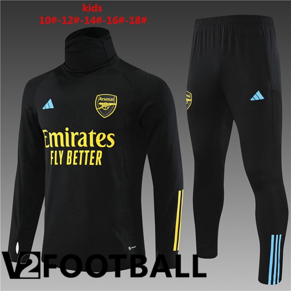 Arsenal High collar Kids Training Tracksuit Suit Black 2023/2024