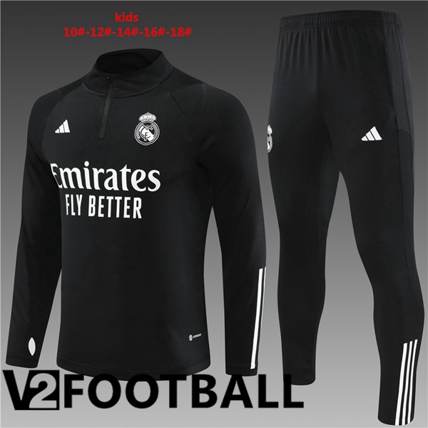 Real Madrid Kids Training Tracksuit Suit Black 2023/2024