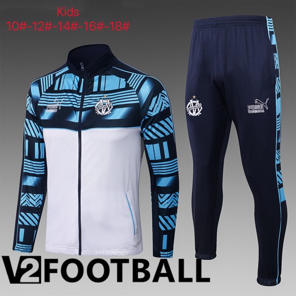 Marseille OM Kids Training Jacket Suit White Blue 2023/2024