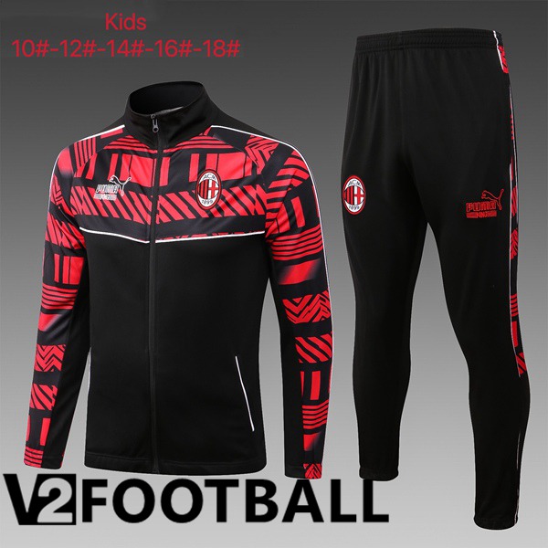 AC Milan Kids Training Jacket Suit Black Red 2023/2024