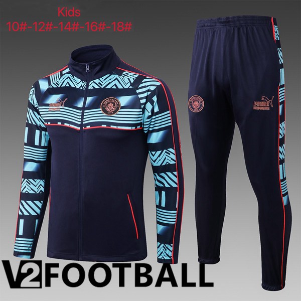 Manchester City Kids Training Jacket Suit Black Blue 2023/2024