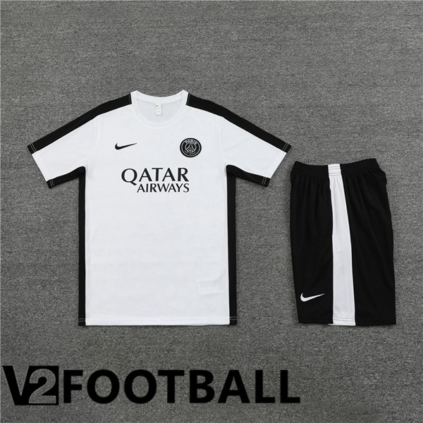 Paris PSG Training T Shirt + Shorts White 2023/2024