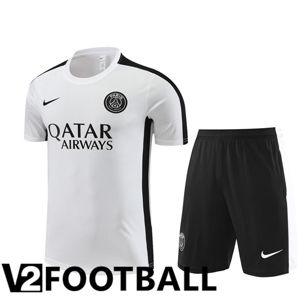 Paris PSG Training T Shirt + Shorts White 2023/2024