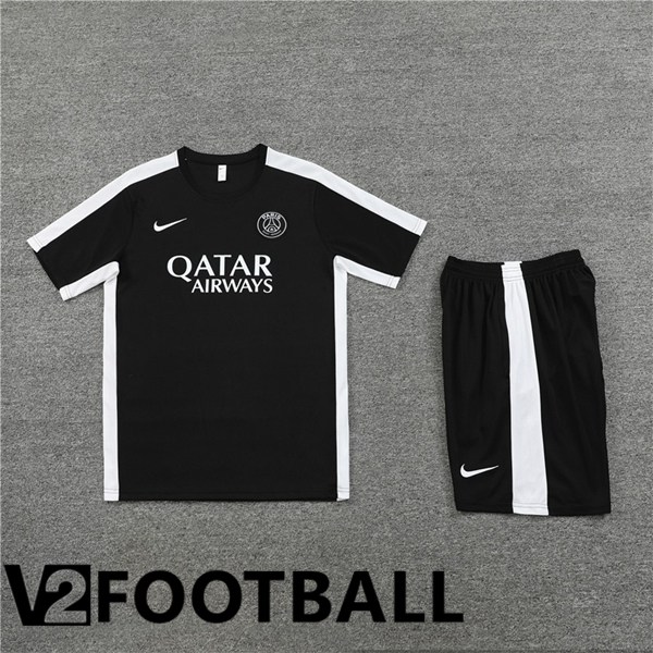 Paris PSG Training T Shirt + Shorts Black 2023/2024