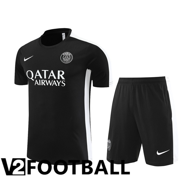 Paris PSG Training T Shirt + Shorts Black 2023/2024